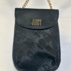 Juicy Couture Embossed Black Crossbody Bag with Gold Accents